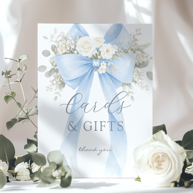 Affiche Cartes et cadeaux Blue Coquette Bow Eucalyptus (Créateur téléchargé)