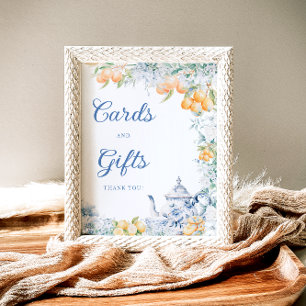 Affiche Cartes et cadeaux Blue Floral & Citrus Tea Party
