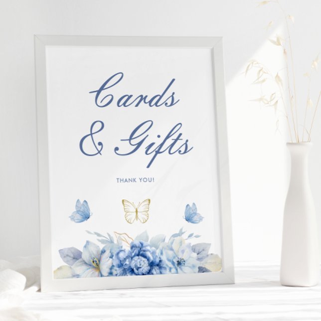 Affiche Cartes et cadeaux Blue Little Butterfly (Créateur téléchargé)