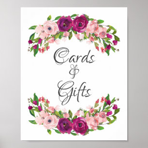 Affiche Cartes et cadeaux Blush & Marsala Floral Fêtes des