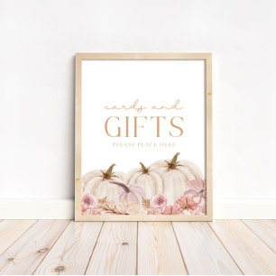 Affiche Cartes et Cadeaux Bohème Pampas Citrouille Rose