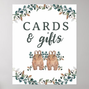 Affiche Cartes et cadeaux Boho Genre Neutre Jumeaux