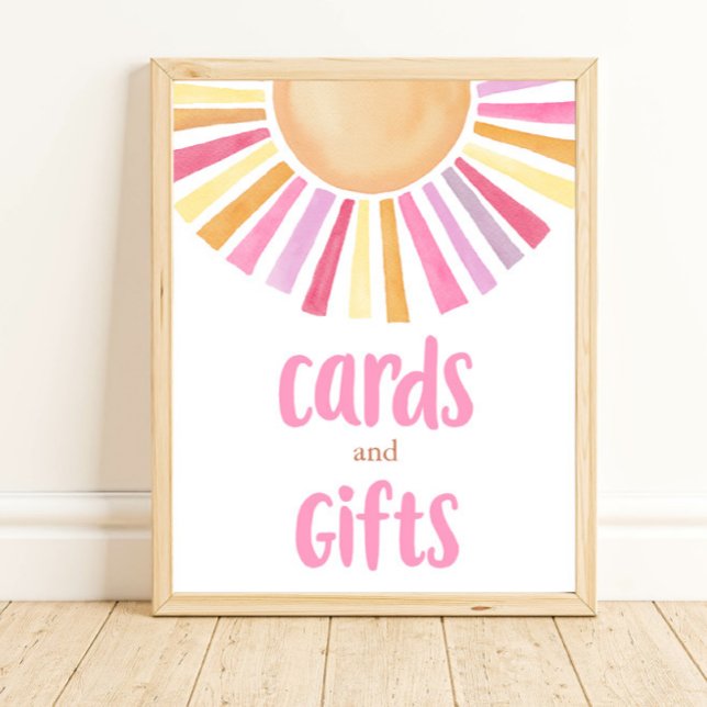 Affiche Cartes et cadeaux boho soleil rose jaune orange (Créateur téléchargé)