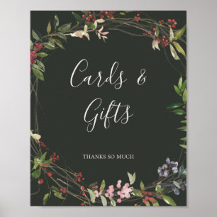 Affiche Cartes et Cadeaux Botaniques Vert Foncé Chic de Fê