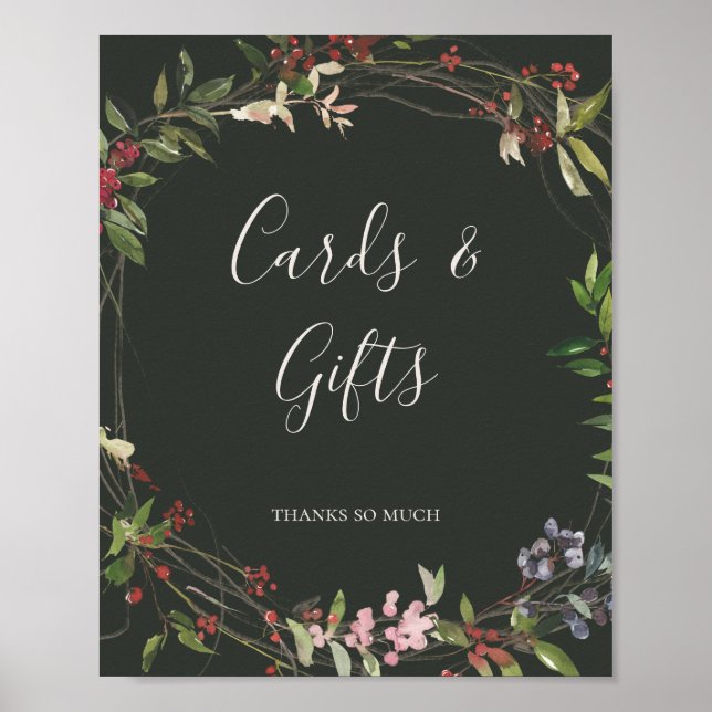 Affiche Cartes et Cadeaux Botaniques Vert Foncé Chic de Fê (Devant)
