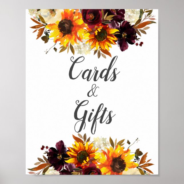 Affiche Cartes et cadeaux Bouquet d'automne de tournesols (Devant)