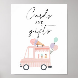 Affiche Cartes et cadeaux Camion Crème de glace Camion Fil