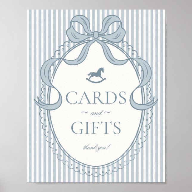 Affiche Cartes et Cadeaux Cheval à Bascule Ruban Coquette  (Devant)