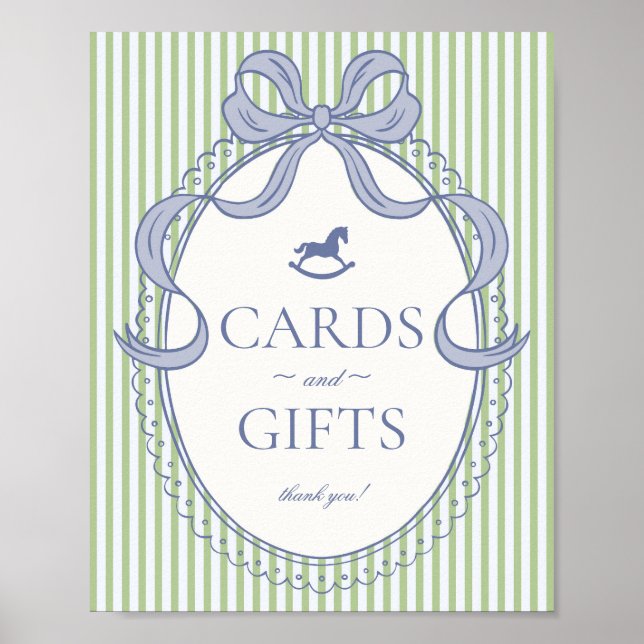 Affiche Cartes et Cadeaux Cheval à Bascule Ruban Vert Coqu (Devant)