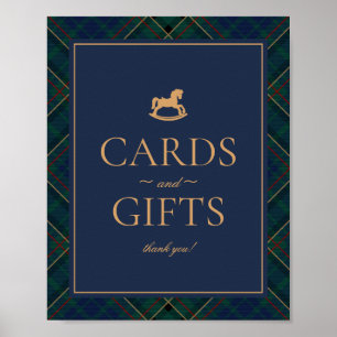 Affiche Cartes et cadeaux Cheval à bascule Tartan Bleu