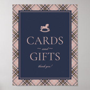 Affiche Cartes et Cadeaux Cheval à Bascule Tartan Rose Éco