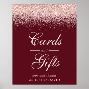 Affiche Cartes et Cadeaux Chic Burgundy Confettis Or Rose