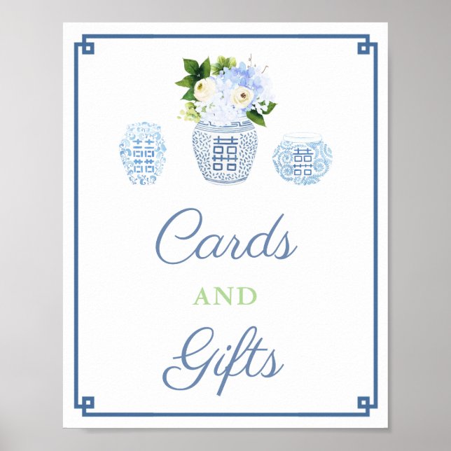 Affiche Cartes Et Cadeaux Chinoiserie Chic Baby shower Par (Devant)