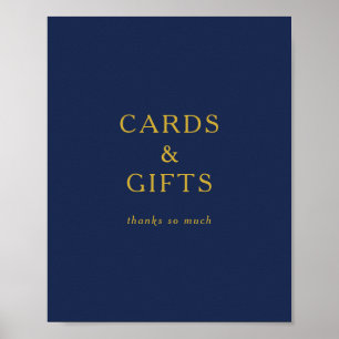 Affiche Cartes et cadeaux classiques minimalistes bleu mar