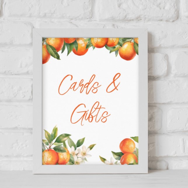 Affiche Cartes et cadeaux Clementine Oranges (Little Cutie Party Cards and Gifts sign)