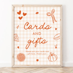 Affiche Cartes et cadeaux Cutie Pie à carreaux orange d'au