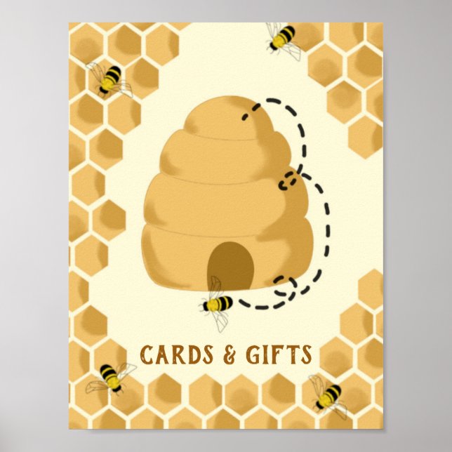 Affiche Cartes et cadeaux d'abeille au miel (Devant)