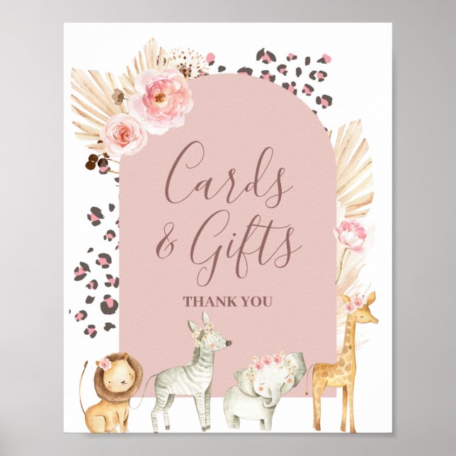 Affiche Cartes et Cadeaux d'Animaux de Safari en Herbe de  (Devant)