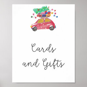 Affiche Cartes et cadeaux d'arbres d'hiver pour baby showe