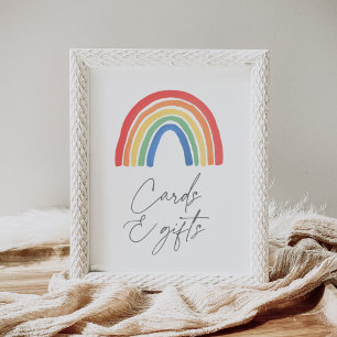 Affiche Cartes et cadeaux de Baby shower arc-en-ciel neutr