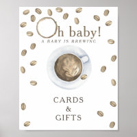 Cartes et cadeaux de Baby Shower Café qui coule