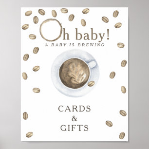 Affiche Cartes et cadeaux de Baby Shower Café qui coule