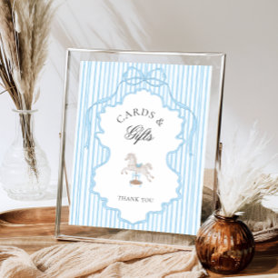 Affiche Cartes et Cadeaux de Baby Shower Cheval à Bascule