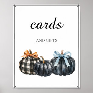 Affiche Cartes et cadeaux de Baby shower Citrouille noirs