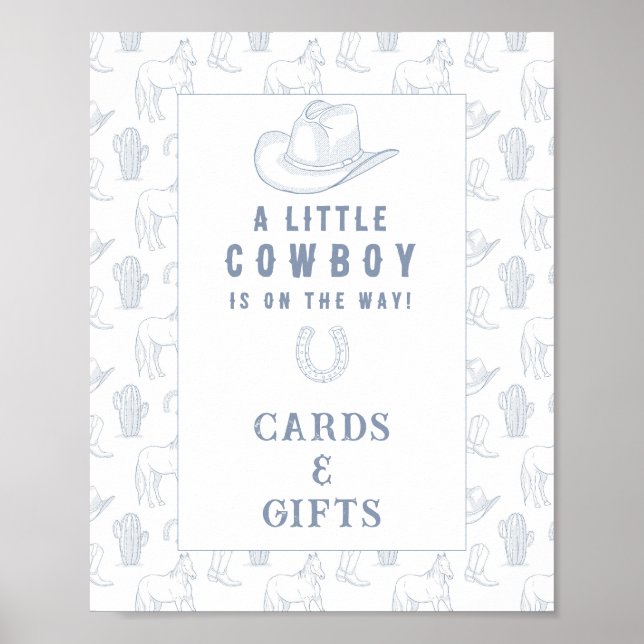 Affiche Cartes et cadeaux de baby shower cowboy  (Devant)