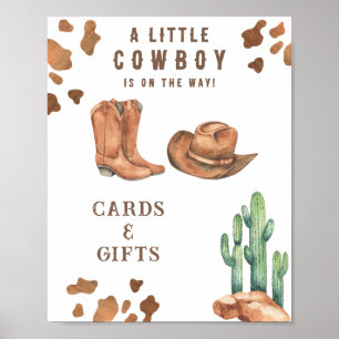 Affiche Cartes et cadeaux de baby shower cowboy bébé