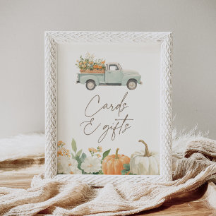 Affiche Cartes et cadeaux de Baby shower d'automne pour pe