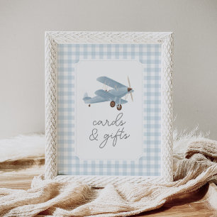 Affiche Cartes et cadeaux de Baby shower d'avion de voyage