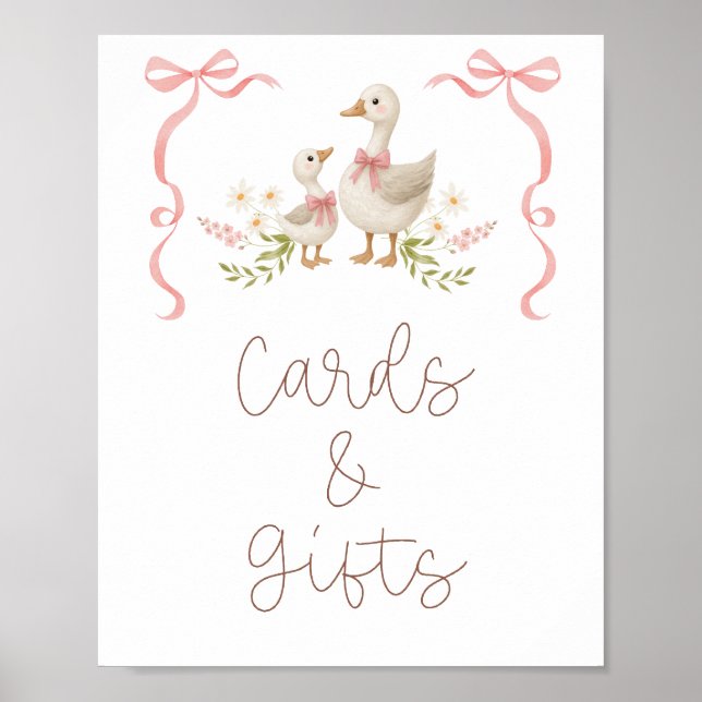 Affiche Cartes Et Cadeaux De Baby shower De Fille D'Oie Si (Devant)