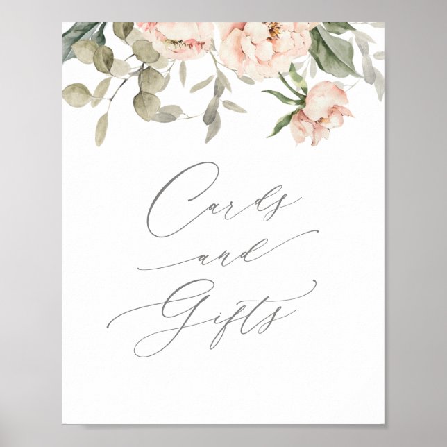 Affiche Cartes et cadeaux de Baby shower de papillon rose (Devant)