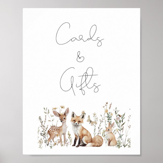 Affiche Cartes Et Cadeaux De Baby shower Des Animaux De Bo (Devant)