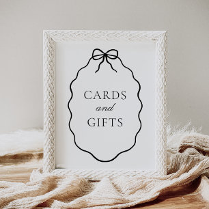 Affiche Cartes et Cadeaux de Baby Shower Fille à Ruban Noi