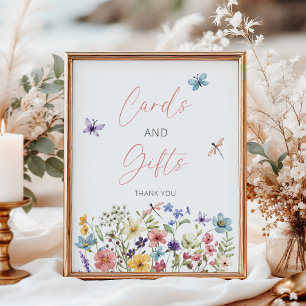 Affiche Cartes et cadeaux de Baby shower fleur sauvage pap