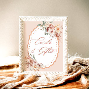 Affiche Cartes et cadeaux de Baby Shower Floral Boho