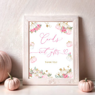 Affiche Cartes et cadeaux de Baby shower Floral Citrouille
