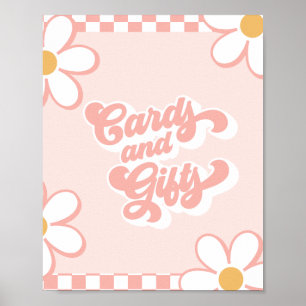Affiche Cartes et Cadeaux de Baby Shower Groovy avec Vérif