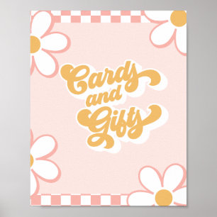 Affiche Cartes et Cadeaux de Baby Shower Groovy avec Vérif