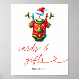 Affiche Cartes et cadeaux de Baby shower Holly Christmas P