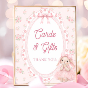 Affiche Cartes et Cadeaux de Baby Shower Little Bunny Bow