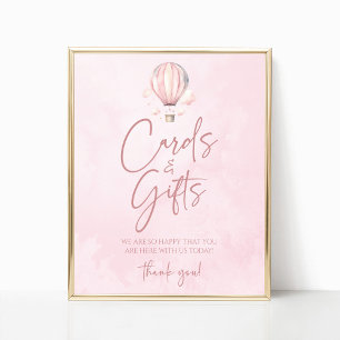 Affiche Cartes et Cadeaux de Baby Shower Montgolfière Pann