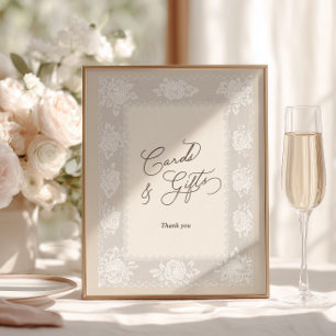 Affiche Cartes et cadeaux de baby shower neutres sur cadre