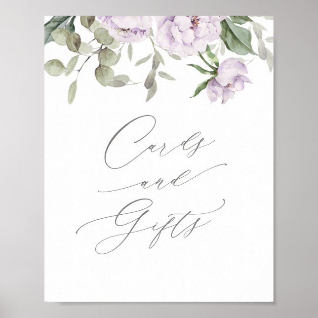 Affiche Cartes et cadeaux de Baby shower papillon violet (Devant)