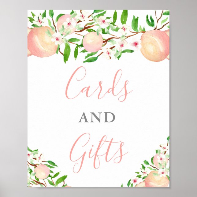 Affiche Cartes et Cadeaux de Baby Shower Pêches Bébé (Devant)
