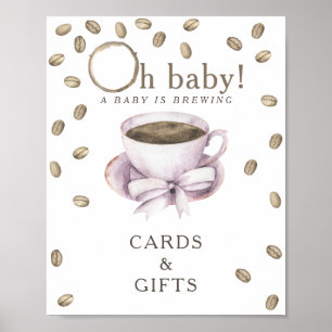 Affiche Cartes et cadeaux de Baby Shower pour café qui se