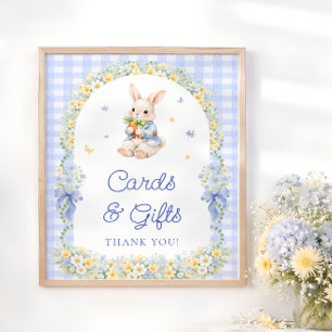 Affiche Cartes et Cadeaux de Baby Shower pour Garçon Lapin