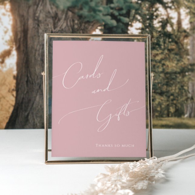 Affiche Cartes et cadeaux de Baby shower Rose Dusty Whimsi (Créateur téléchargé)